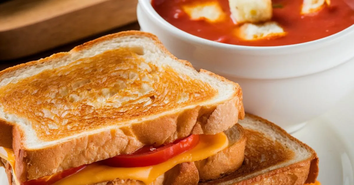 Easy tomato soup with grilled cheese