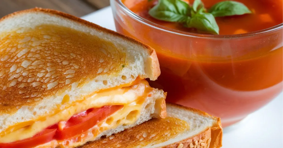 Easy tomato soup with grilled cheese