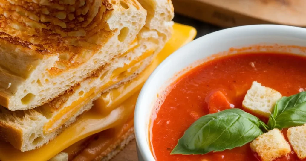 Easy tomato soup with grilled cheese